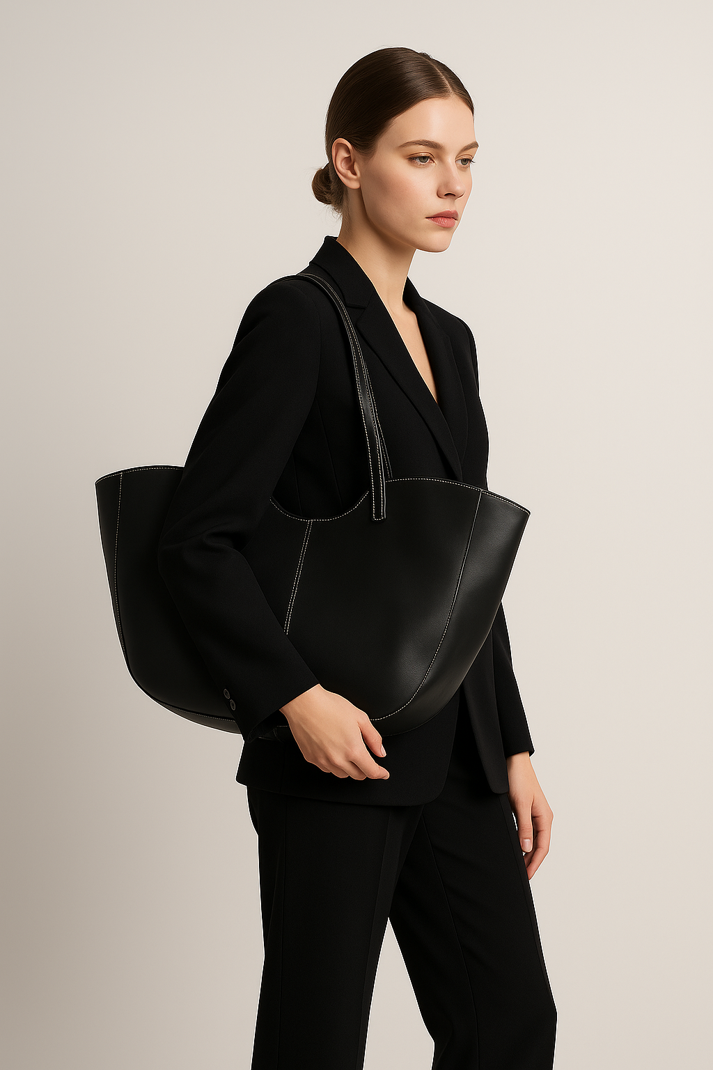 Sac à main-Grand fourre-tout cuir vegan( PU prémium )