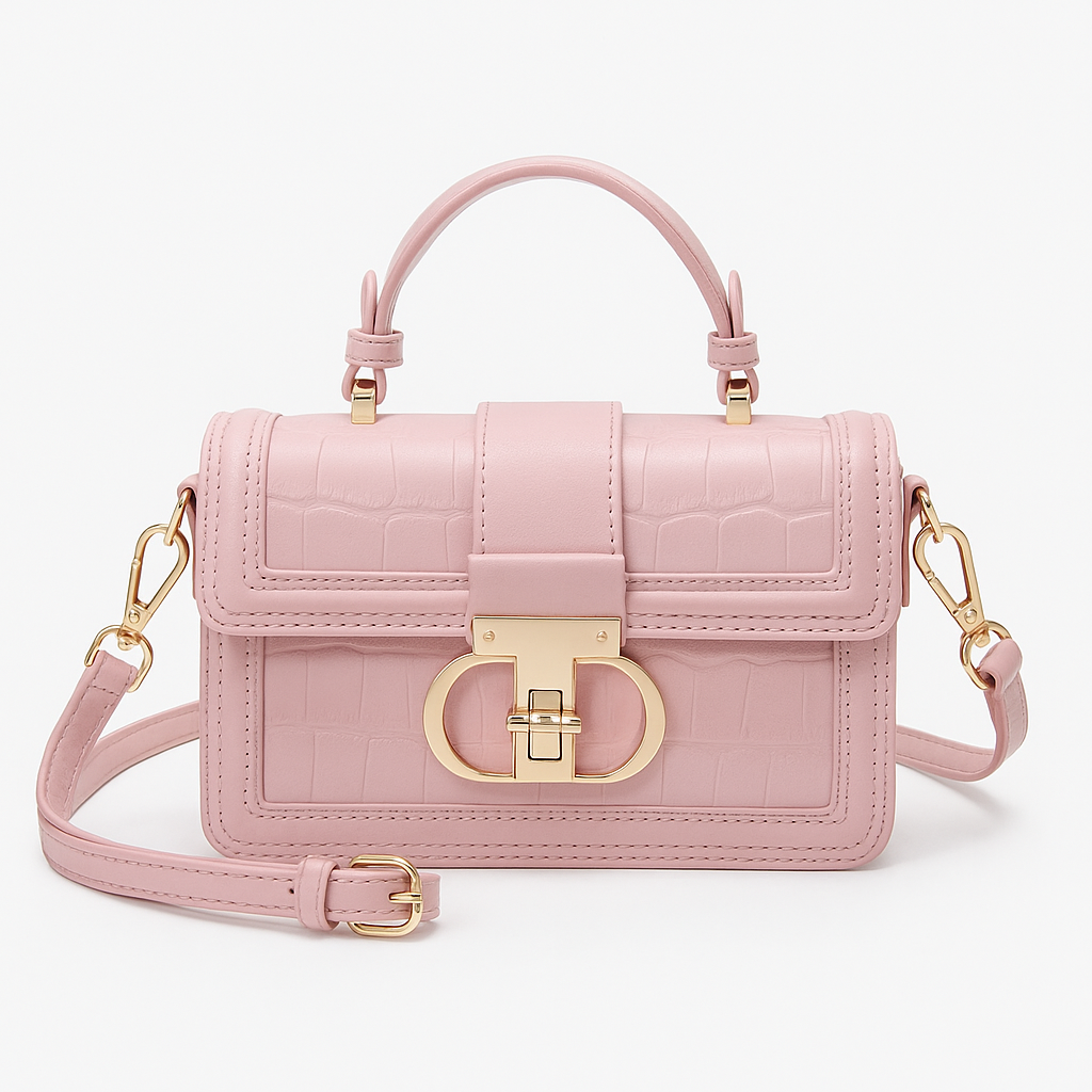 Sac à épaule de luxe femme en cuir fendu embossé alligator