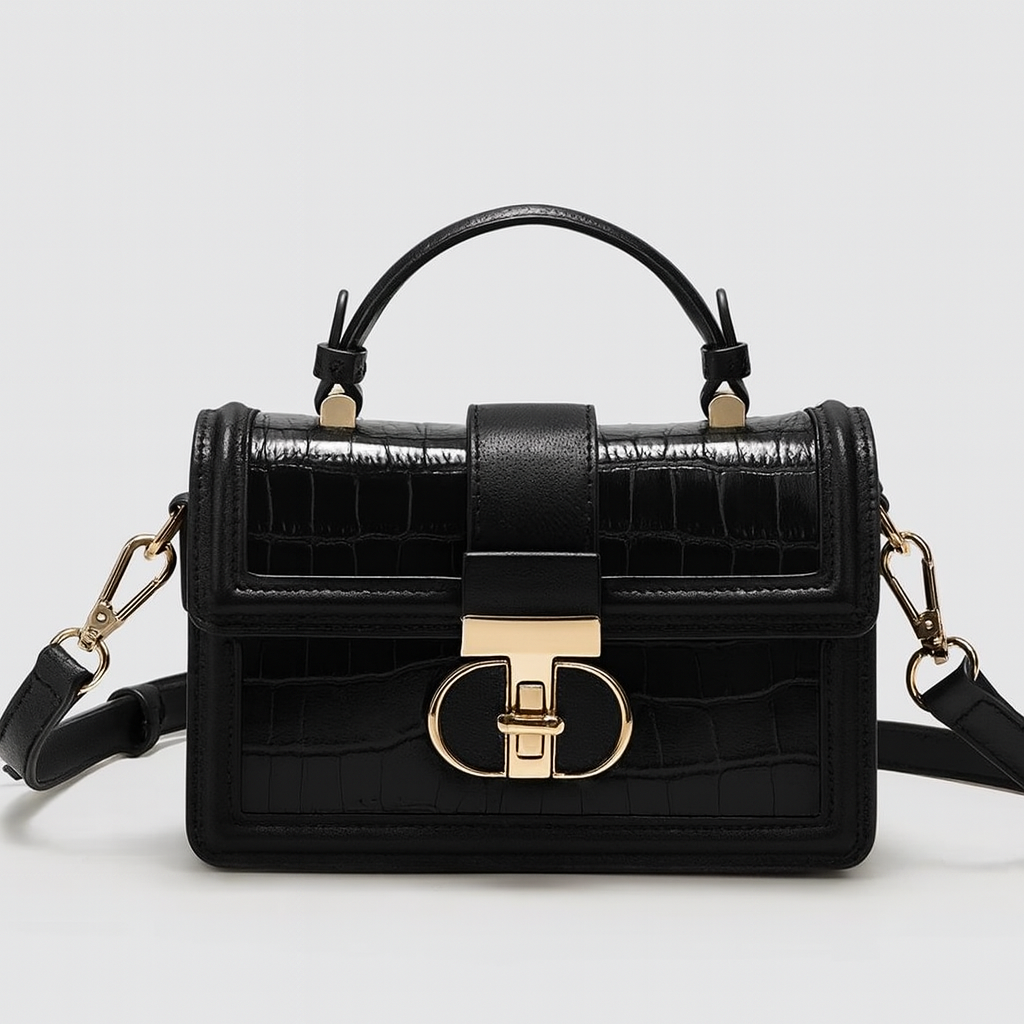 Sac à épaule de luxe femme en cuir fendu embossé alligator